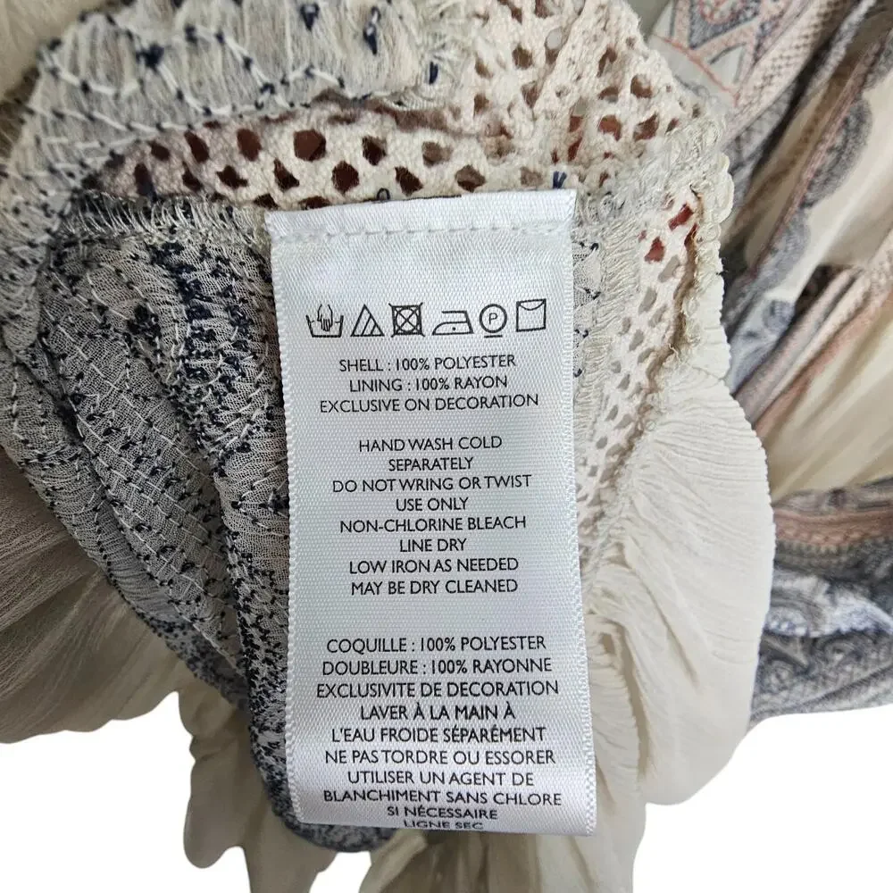 Maeve Cream Boho Midi Dress with Blue and Rust Accents - Picture 9 of 10